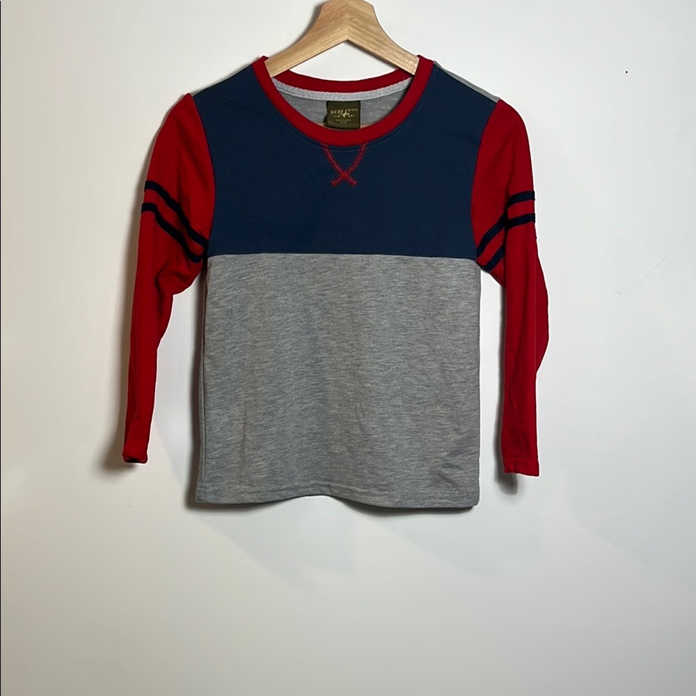 Buzz Cuts Kids Long Sleeve Shirt - Red, Navy and Gray